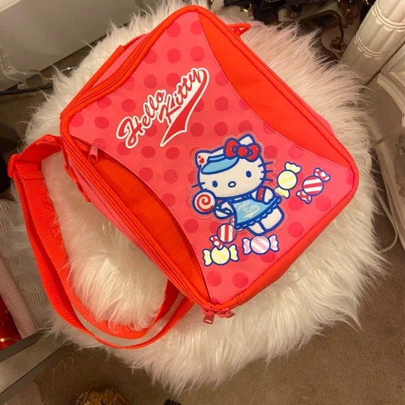 Vintage Hello Kitty Retro Sanrio Stylish Pink Insulated Lunch Bag for Adults - Picture 2 of 4